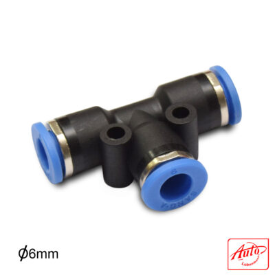 Pneumatic PE T-Fitting Air Hose Quick Coupler – 3 Way Push-In (Tube 6 mm)