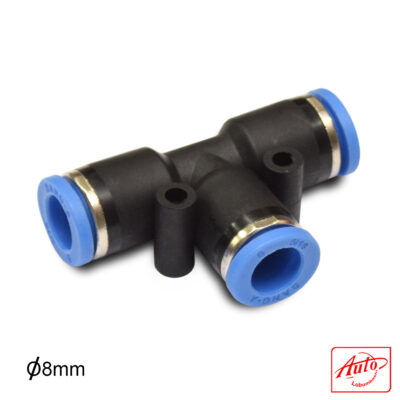 Pneumatic PE T-Fitting Air Hose Quick Coupler – 3 Way Push-In (Tube 8 mm)