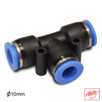 Pneumatic PE T-Fitting Air Hose Quick Coupler – 3 Way Push-In (Tube 10 mm)