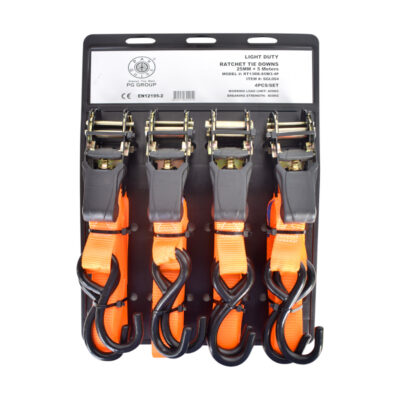 4-Piece Ratchet Tie-Down Strap Set – 25mm × 5m – 400 kg